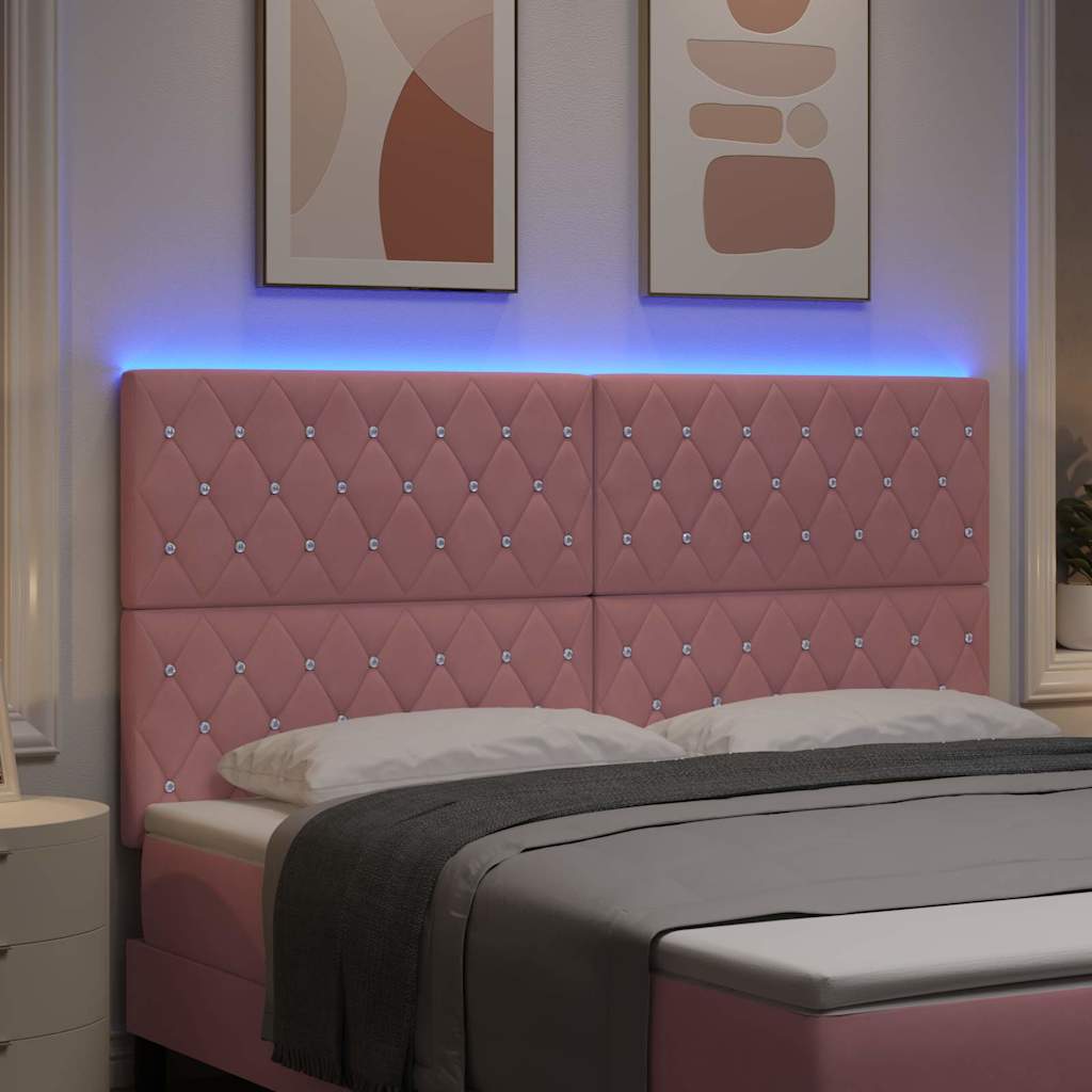 vidaXL LED κεφαλάρι με LED ταινίες φωτός Ροζ 180 cm Βελούδο