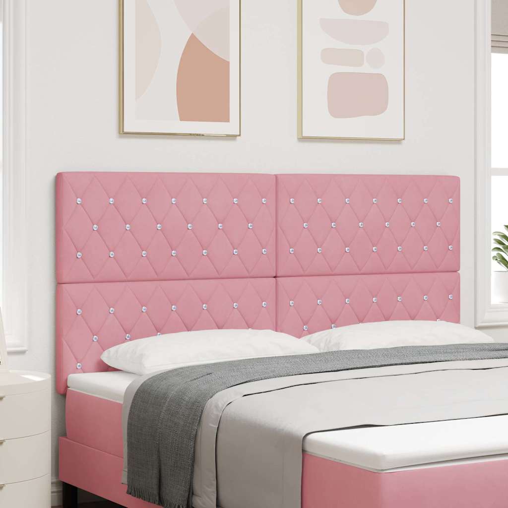 vidaXL LED κεφαλάρι με LED ταινίες φωτός Ροζ 180 cm Βελούδο