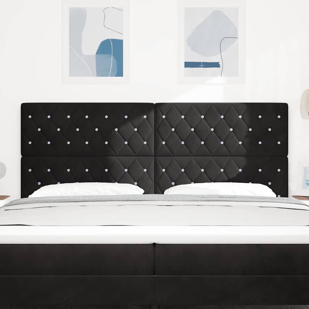 vidaXL LED κεφαλάρι με LED ταινίες φωτός Μαύρο 200 cm Βελούδο