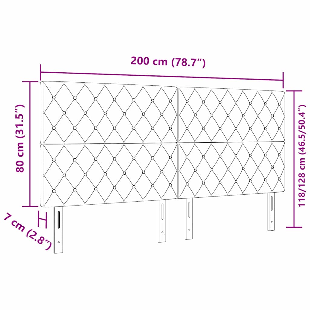 vidaXL LED κεφαλάρι με LED ταινίες φωτός Μαύρο 200 cm Βελούδο