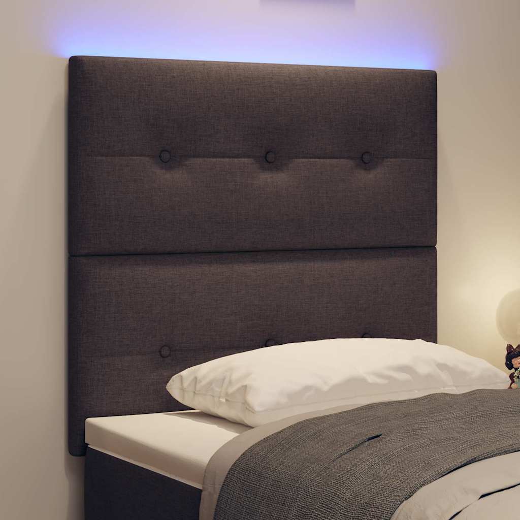 vidaXL LED κεφαλάρι με LED ταινίες φωτός Σκούρο Καφέ 80 cm ύφασμα