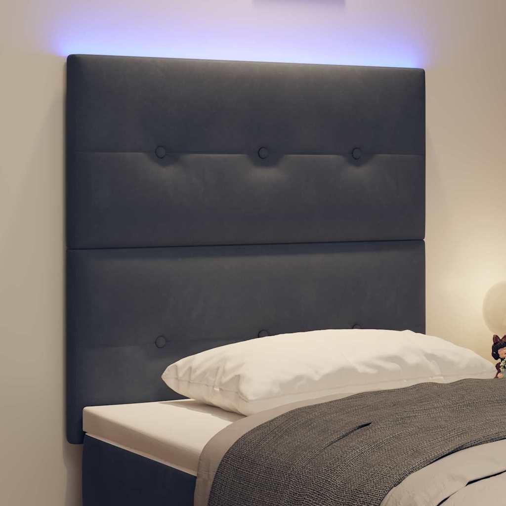vidaXL LED κεφαλάρι με LED ταινίες φωτός Γκρι 80 cm Βελούδο