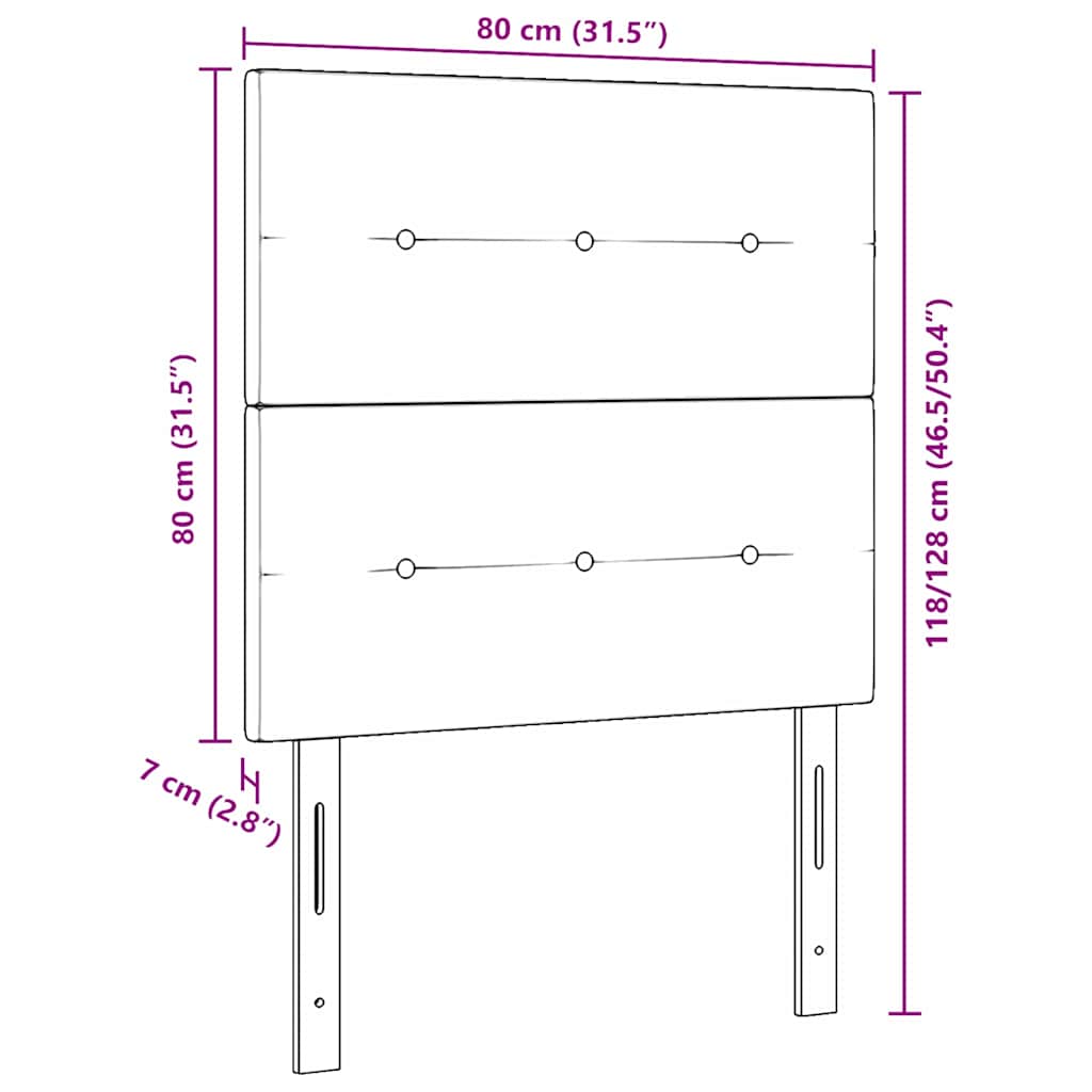 vidaXL LED κεφαλάρι με φώτα λωρίδας LED Μαύρο 80 cm Πολυεστέρας