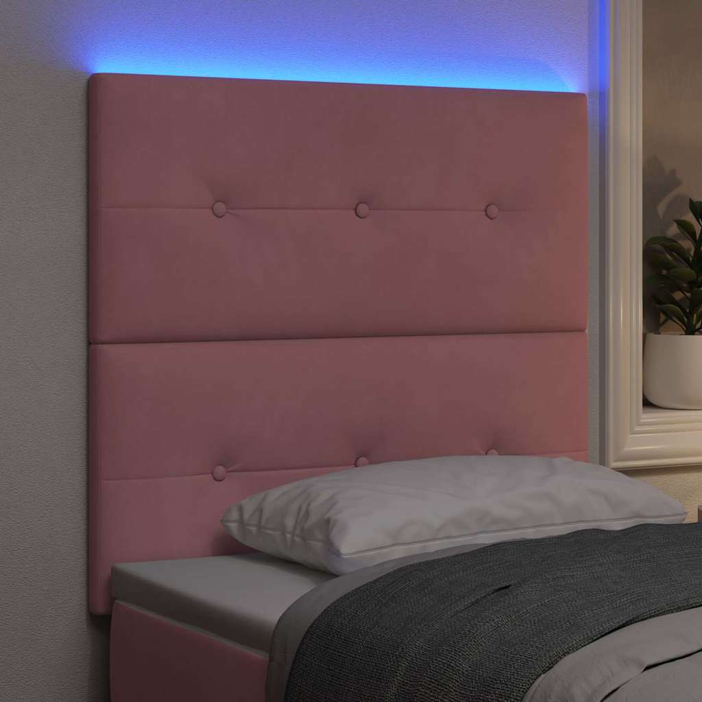 vidaXL LED κεφαλάρι με LED ταινίες φωτός Ροζ 90 cm Βελούδο