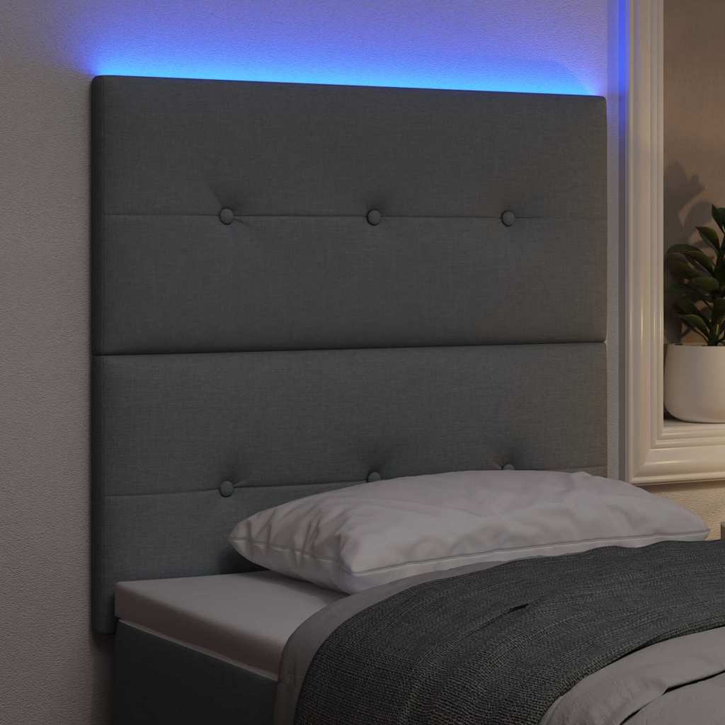 vidaXL LED κεφαλάρι με LED ταινίες φωτός Ανοιχτό γκρι 100 cm ύφασμα