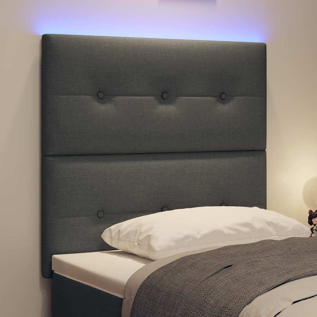 vidaXL LED κεφαλάρι με LED ταινίες φωτός Σκούρο Γκρι 100 cm ύφασμα