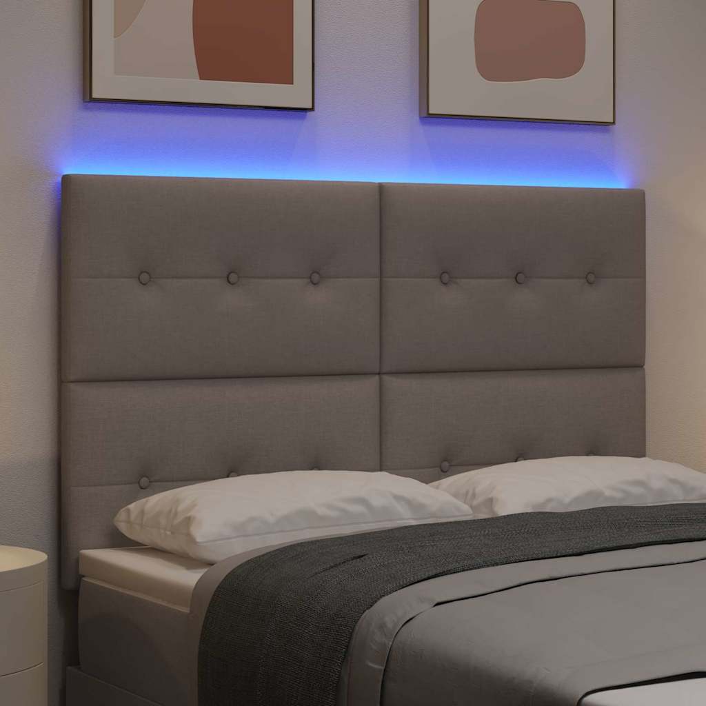 vidaXL LED κεφαλάρι με φώτα λωρίδας LED Taupe 144 cm Πολυεστέρας