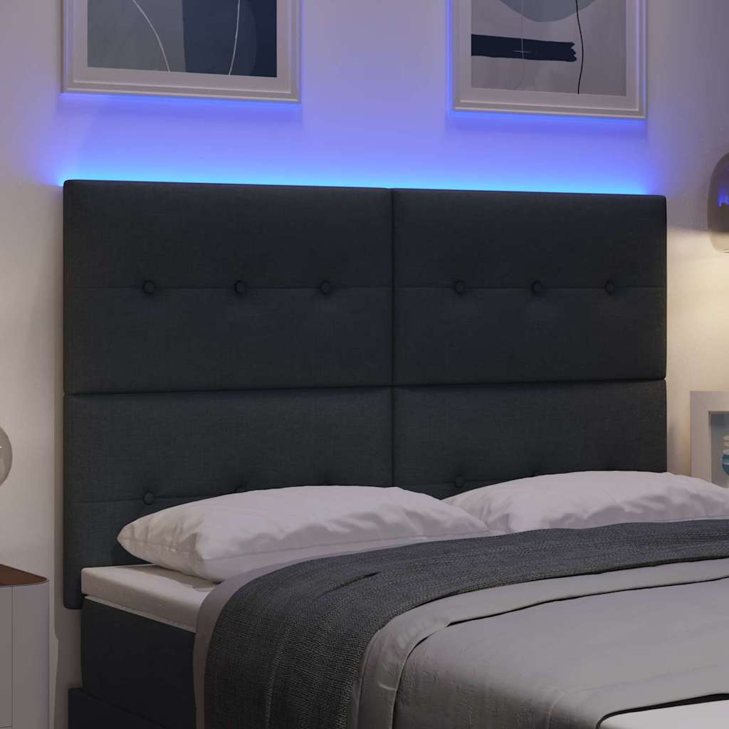 vidaXL LED κεφαλάρι με φώτα λωρίδας LED Σκούρο Γκρι 160 cm Πολυεστέρας