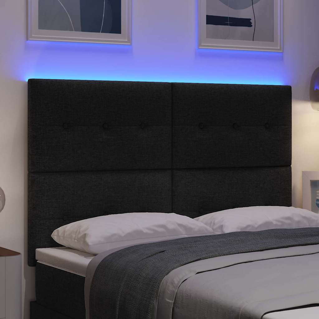 vidaXL LED κεφαλάρι με LED ταινίες φωτός Μαύρο 160 cm ύφασμα