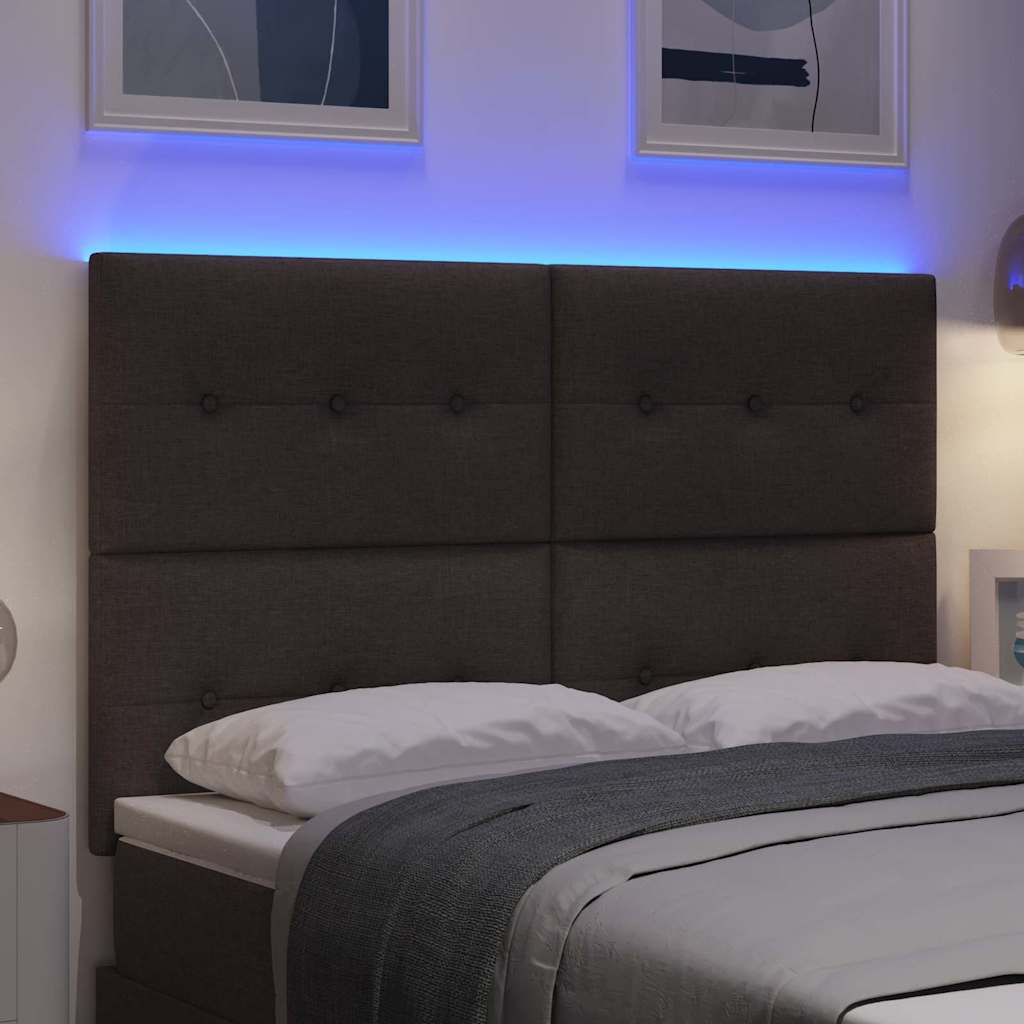 vidaXL LED κεφαλάρι με LED ταινίες φωτός Σκούρο Καφέ 160 cm ύφασμα