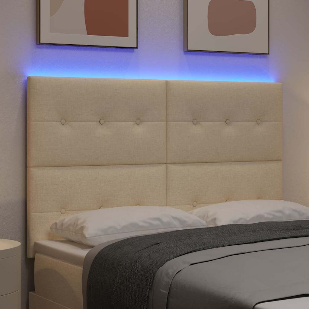vidaXL LED κεφαλάρι με LED ταινίες φωτός Κρεμ 160 cm ύφασμα