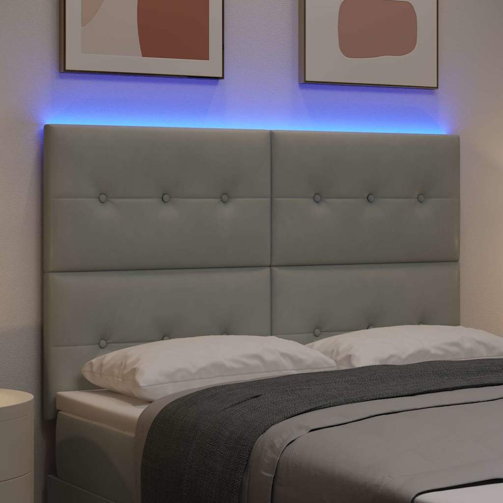 vidaXL LED κεφαλάρι με LED ταινίες φωτός Ανοιχτό γκρι 160 cm Βελούδο