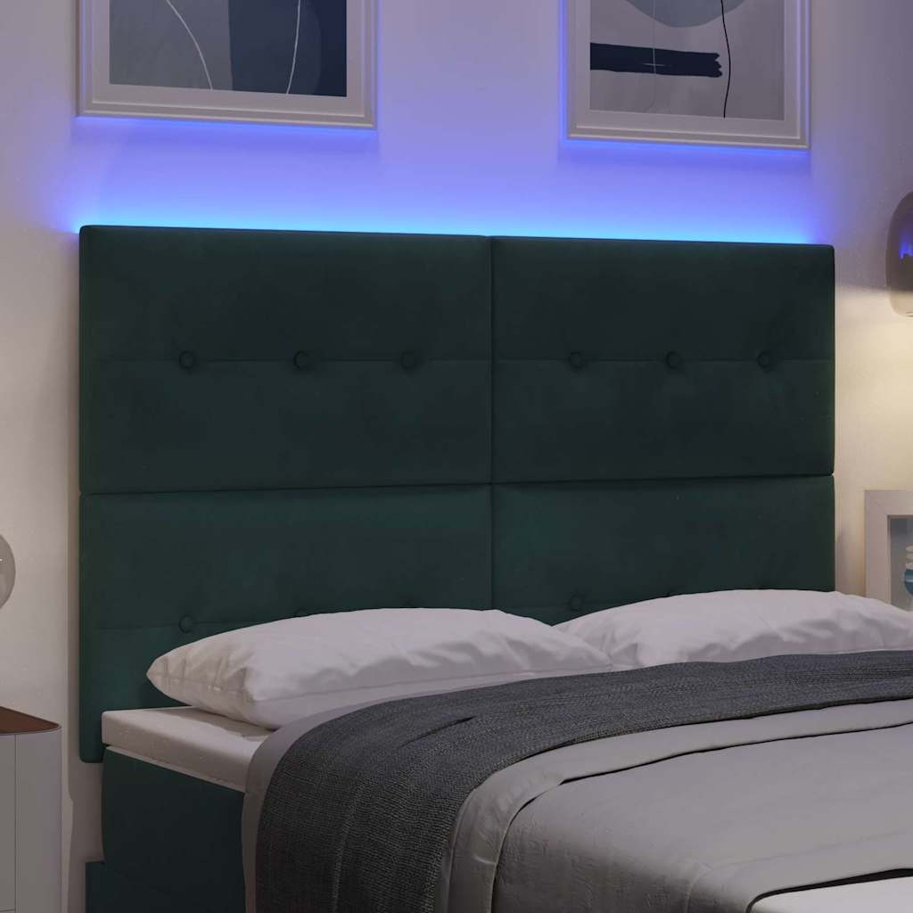 vidaXL LED κεφαλάρι με LED ταινίες φωτός Πράσινο 160 cm Βελούδο