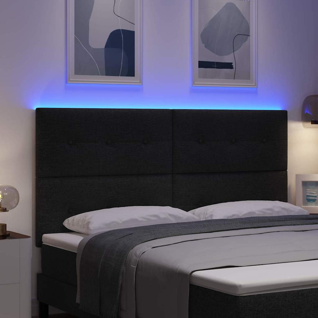 vidaXL LED κεφαλάρι με LED ταινίες φωτός Μαύρο 180 cm ύφασμα