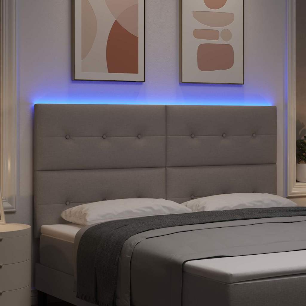 vidaXL LED κεφαλάρι με φώτα λωρίδας LED Taupe 180 cm Πολυεστέρας