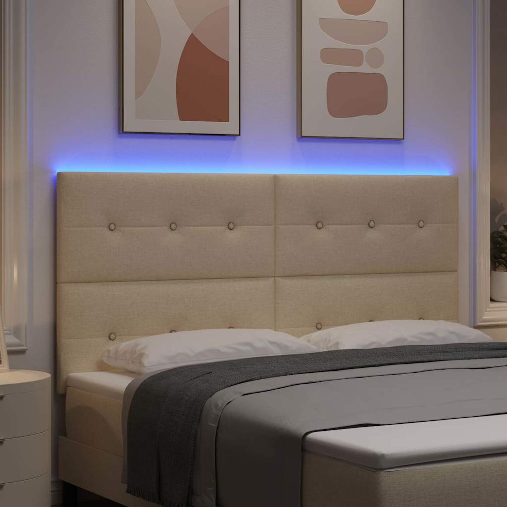 vidaXL LED κεφαλάρι με LED ταινίες φωτός Κρεμ 180 cm ύφασμα