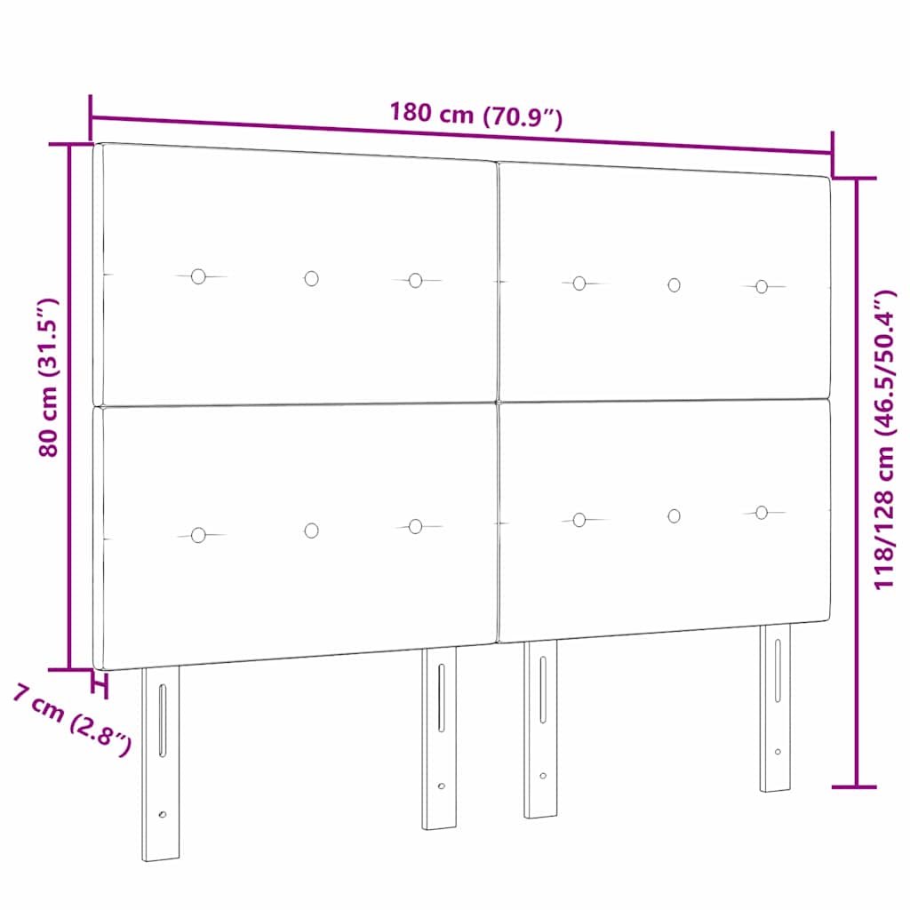 vidaXL LED κεφαλάρι με LED ταινίες φωτός Κρεμ 180 cm ύφασμα
