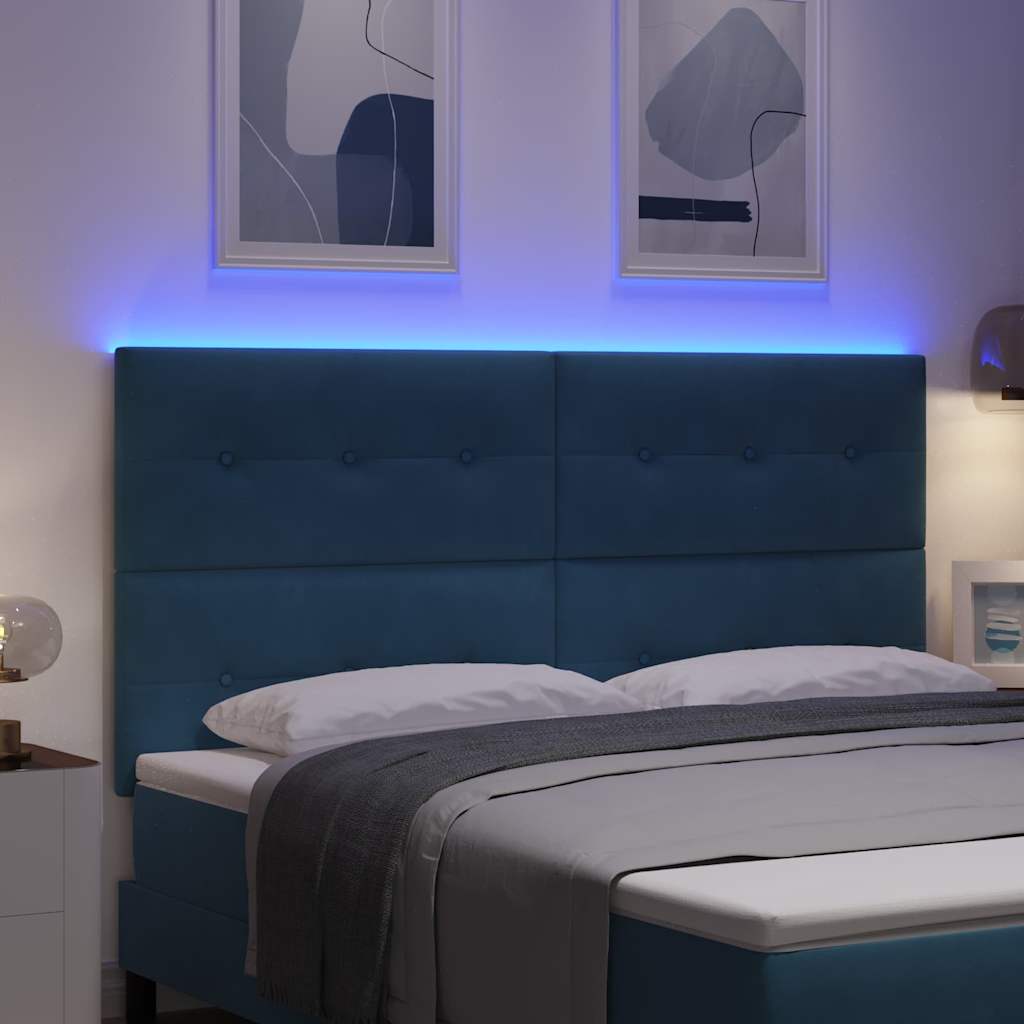 vidaXL LED κεφαλάρι με LED ταινίες φωτός Μπλε 180 cm Βελούδο