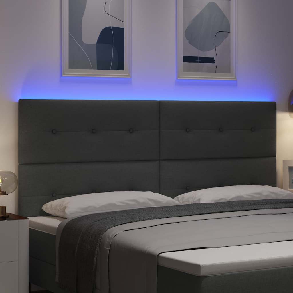vidaXL LED κεφαλάρι με LED ταινίες φωτός Σκούρο Γκρι 200 cm ύφασμα