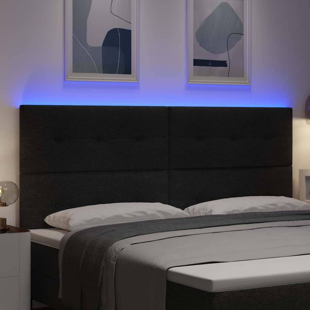 vidaXL LED κεφαλάρι με LED ταινίες φωτός Μαύρο 200 cm ύφασμα