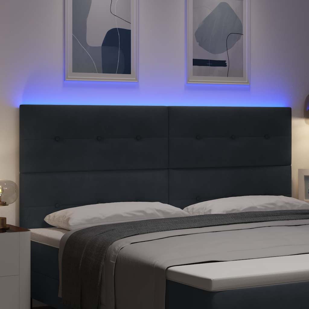 vidaXL LED κεφαλάρι με LED ταινίες φωτός Γκρι 200 cm Βελούδο