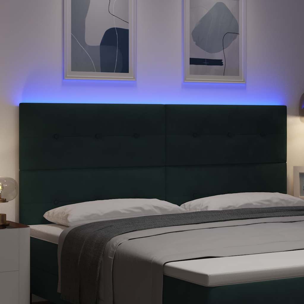 vidaXL LED κεφαλάρι με LED ταινίες φωτός Πράσινο 200 cm Βελούδο