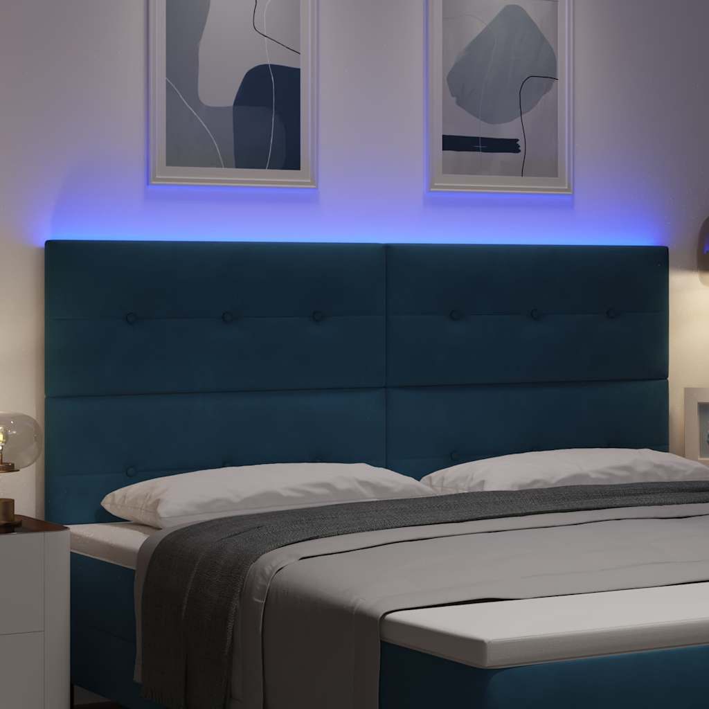 vidaXL LED κεφαλάρι με LED ταινίες φωτός Μπλε 200 cm Βελούδο