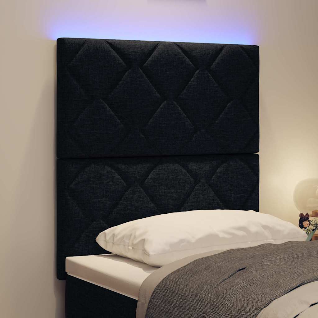 vidaXL LED κεφαλάρι Μαύρο ύφασμα