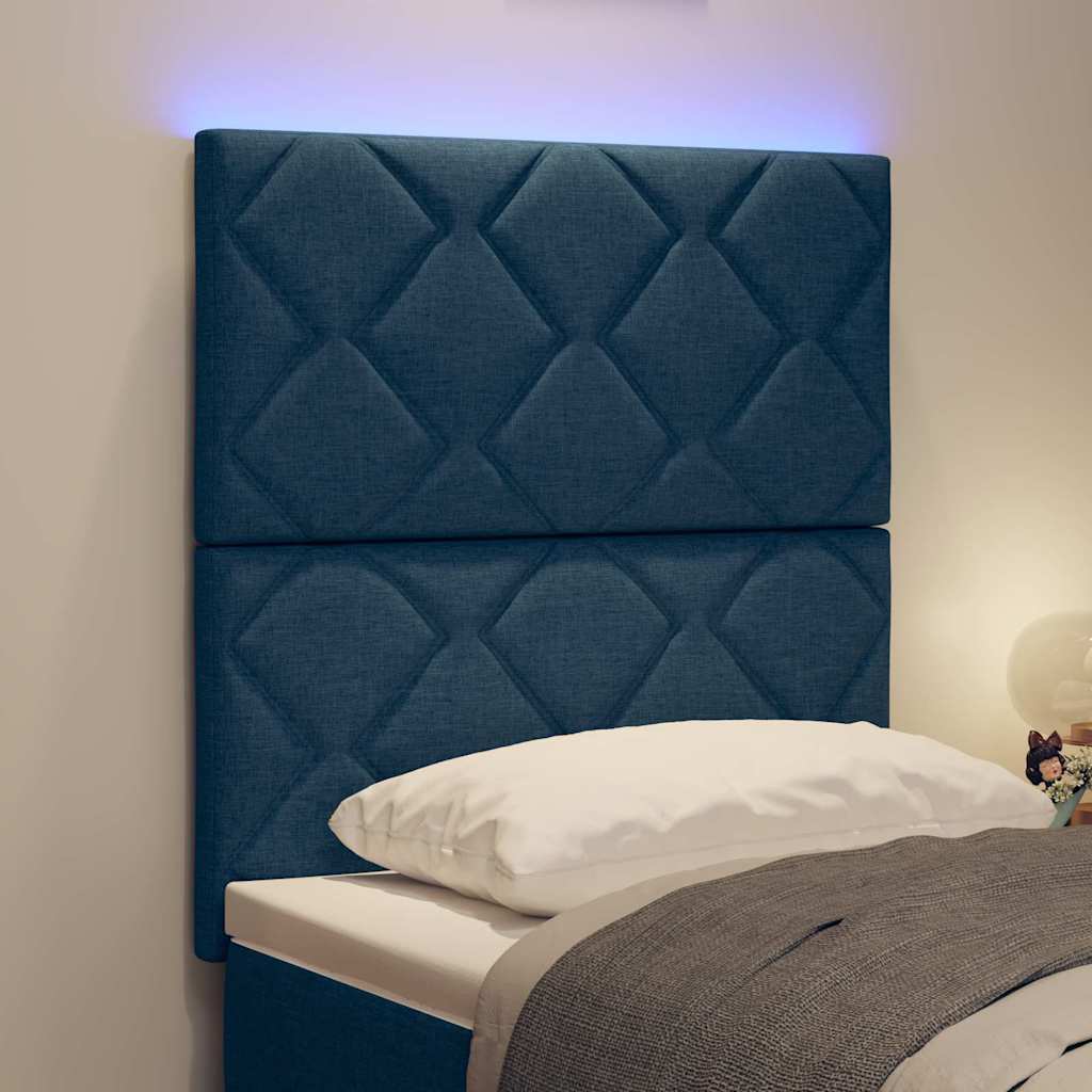 vidaXL LED κεφαλάρι Μπλε 80 cm ύφασμα