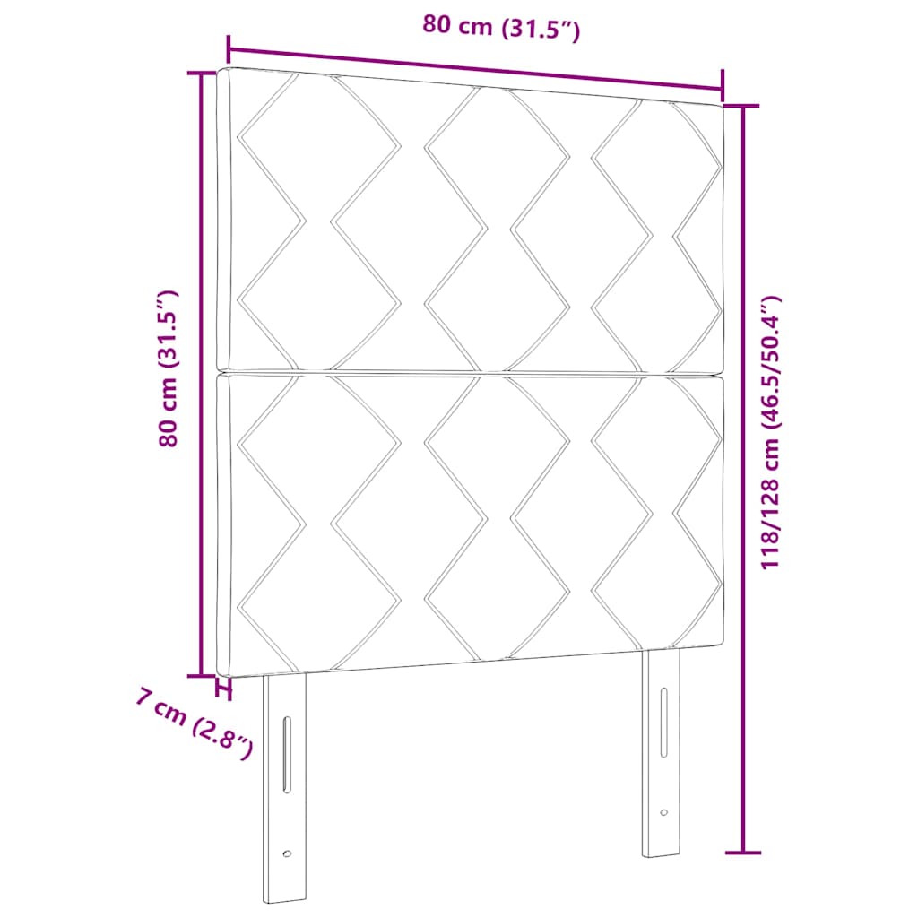 vidaXL LED κεφαλάρι Μπλε 80 cm ύφασμα