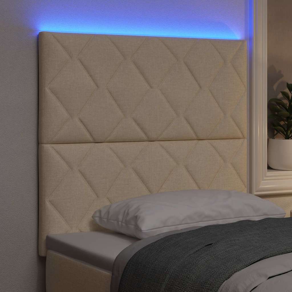 vidaXL LED κεφαλάρι Κρεμ 90 cm ύφασμα