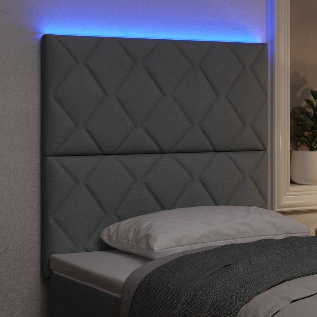 vidaXL LED κεφαλάρι Ανοιχτό γκρι ύφασμα