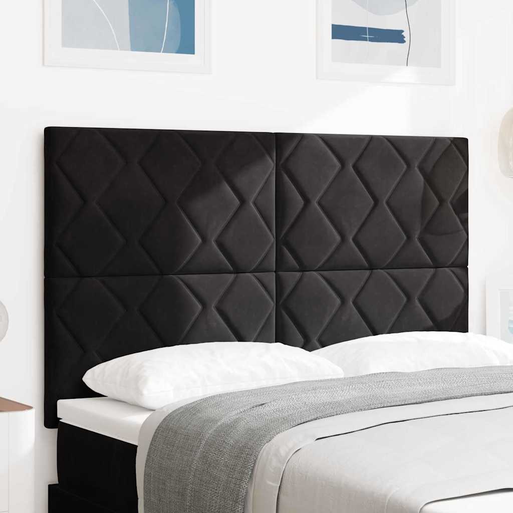 vidaXL LED κεφαλάρι Μαύρο 144 cm Βελούδο