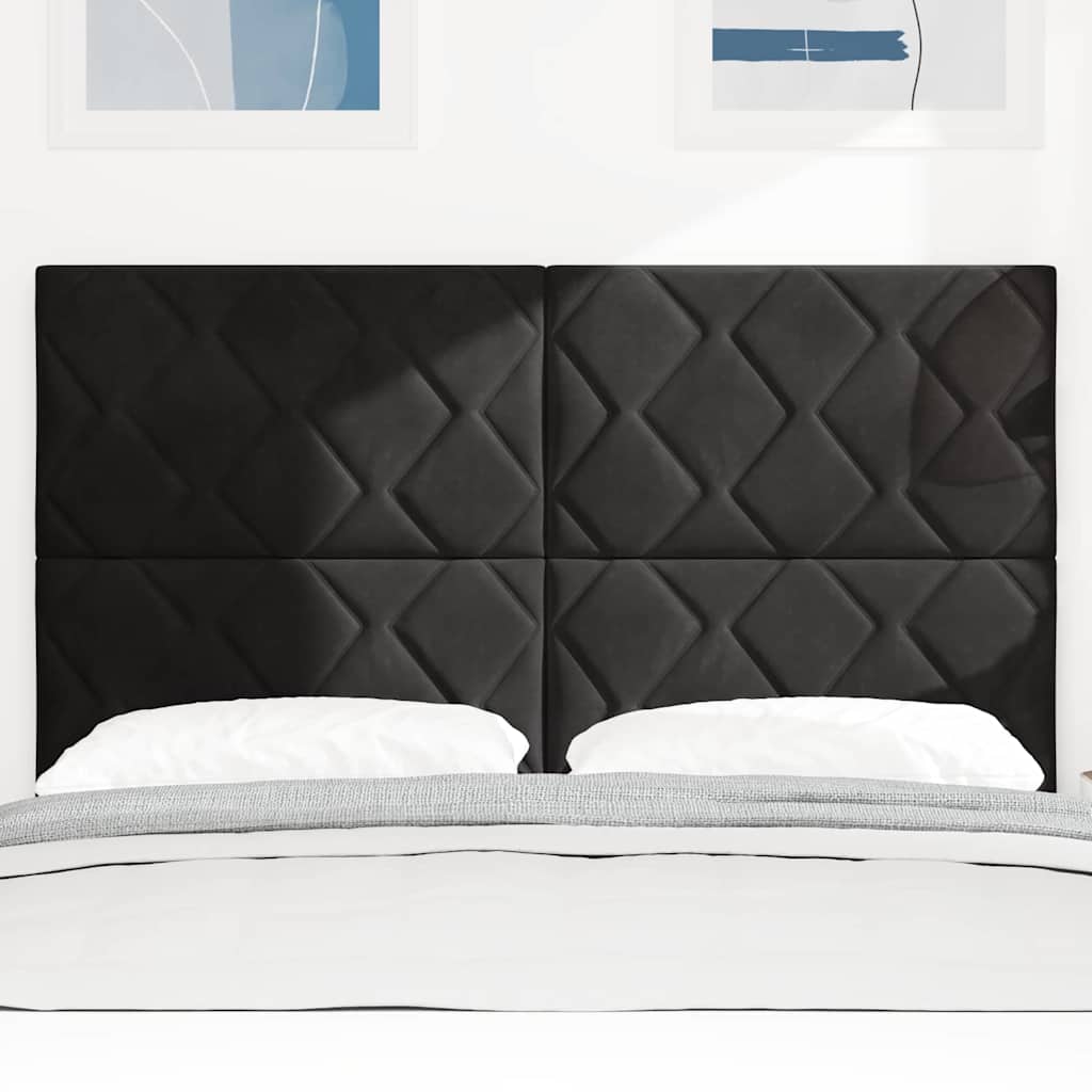vidaXL LED κεφαλάρι Μαύρο 144 cm Βελούδο