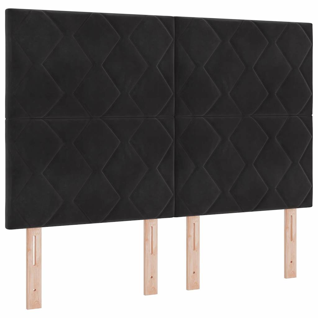 vidaXL LED κεφαλάρι Μαύρο 144 cm Βελούδο