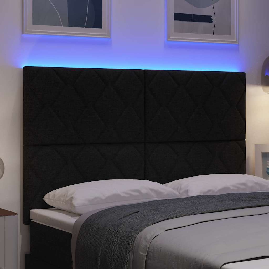 vidaXL LED κεφαλάρι Μαύρο 160 cm ύφασμα