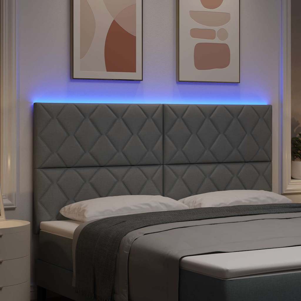 vidaXL LED κεφαλάρι Ανοιχτό γκρι 180 cm ύφασμα