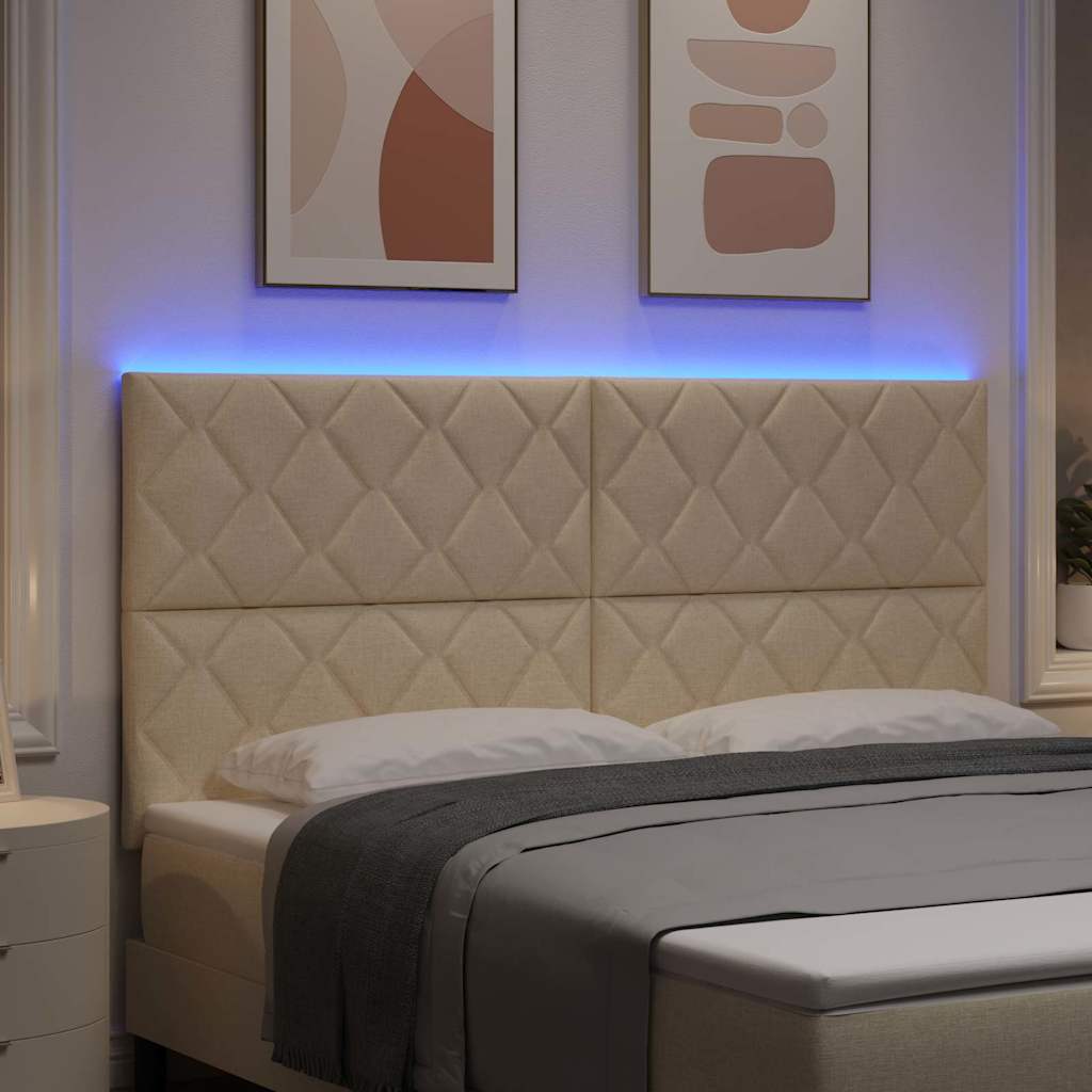 vidaXL LED κεφαλάρι Κρεμ 180 cm ύφασμα