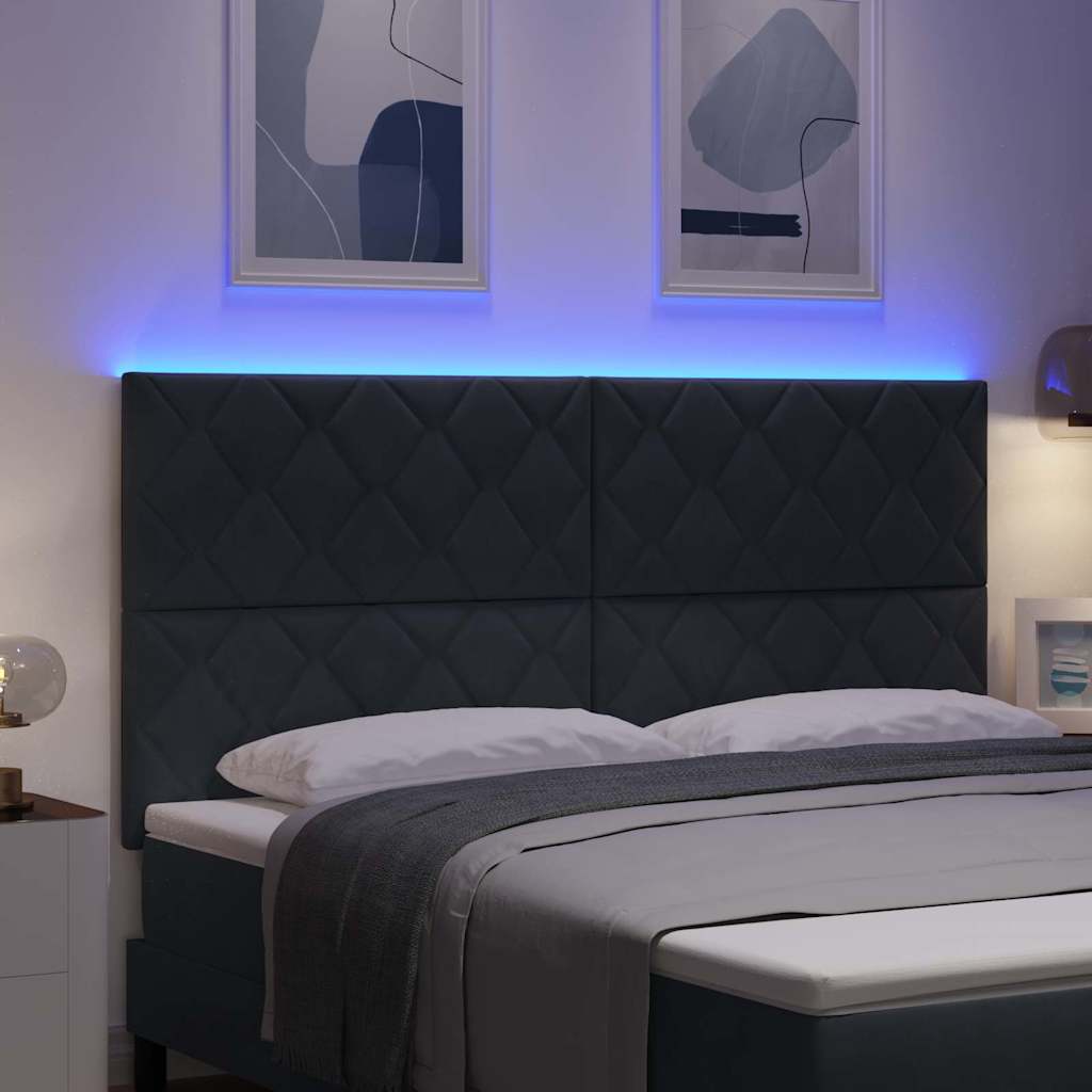 vidaXL LED κεφαλάρι Σκούρο Γκρι 180 cm Βελούδο