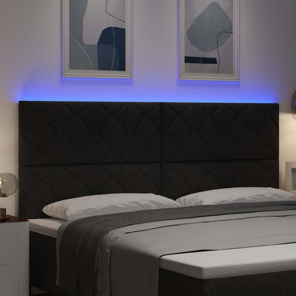 vidaXL LED κεφαλάρι Μαύρο ύφασμα