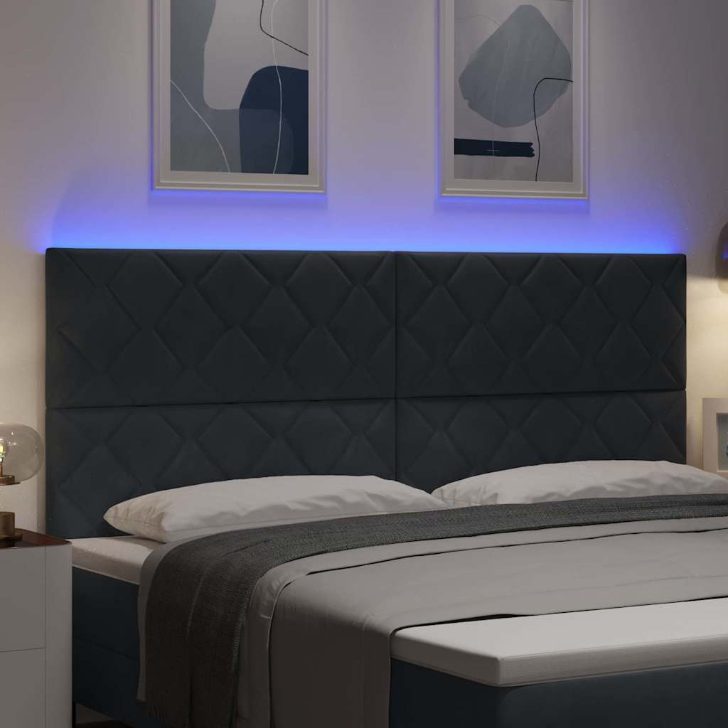 vidaXL LED κεφαλάρι Σκούρο Γκρι 200 cm Βελούδο