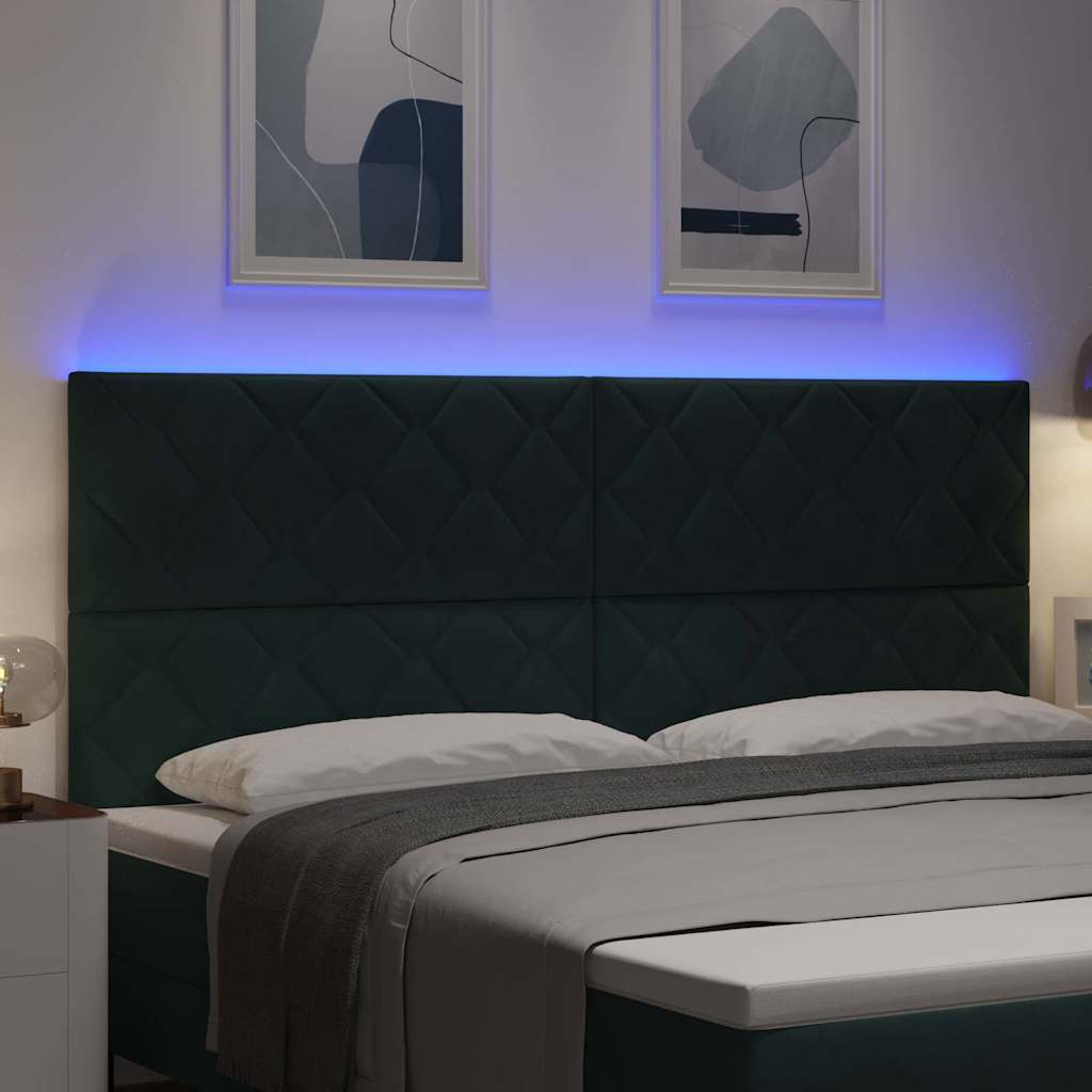 vidaXL LED κεφαλάρι Σκούρο Πράσινο 200 cm Βελούδο