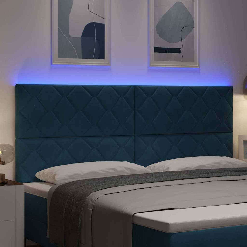 vidaXL LED κεφαλάρι Σκούρο Μπλε 200 cm Βελούδο