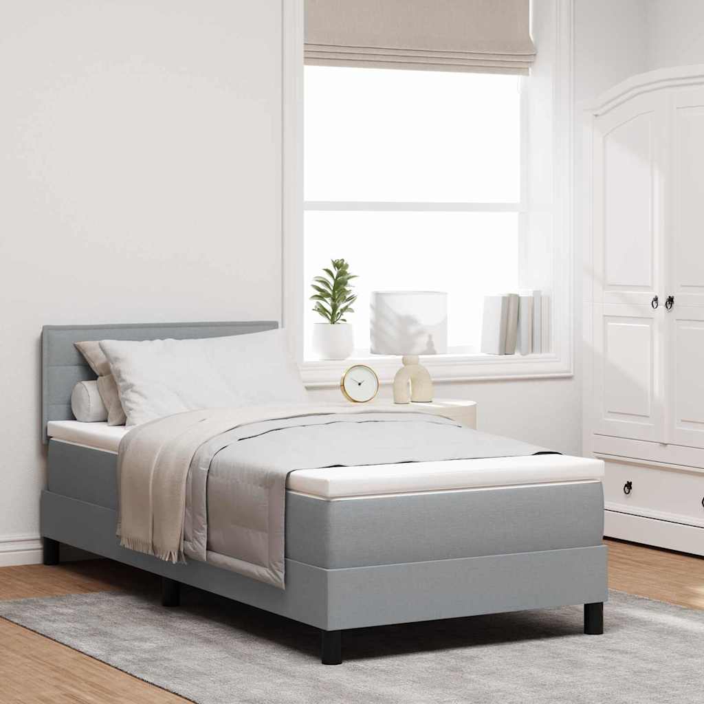 vidaXL Κρεβάτι Box Spring με Στρώμα Ανοιχτό Γκρι 90x190 εκ. Υφάσμα