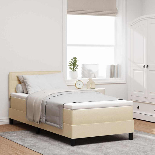 vidaXL Κρεβάτι με ελατήρια με μαξιλάρι Κρεμ 90 x 190 cm ύφασμα