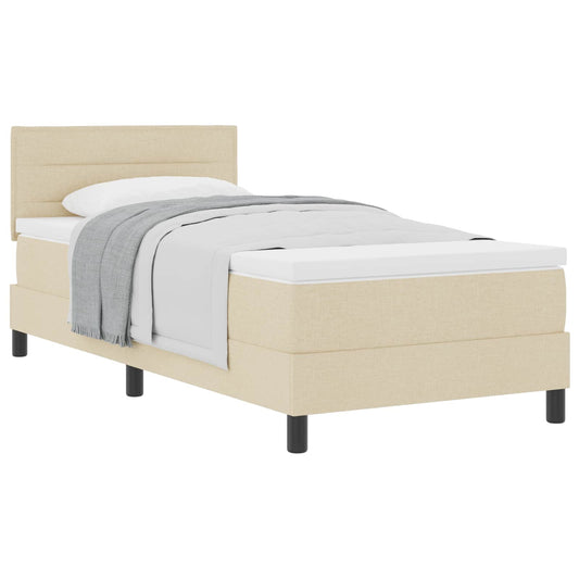 vidaXL Κρεβάτι με ελατήρια με μαξιλάρι Κρεμ 90 x 190 cm ύφασμα
