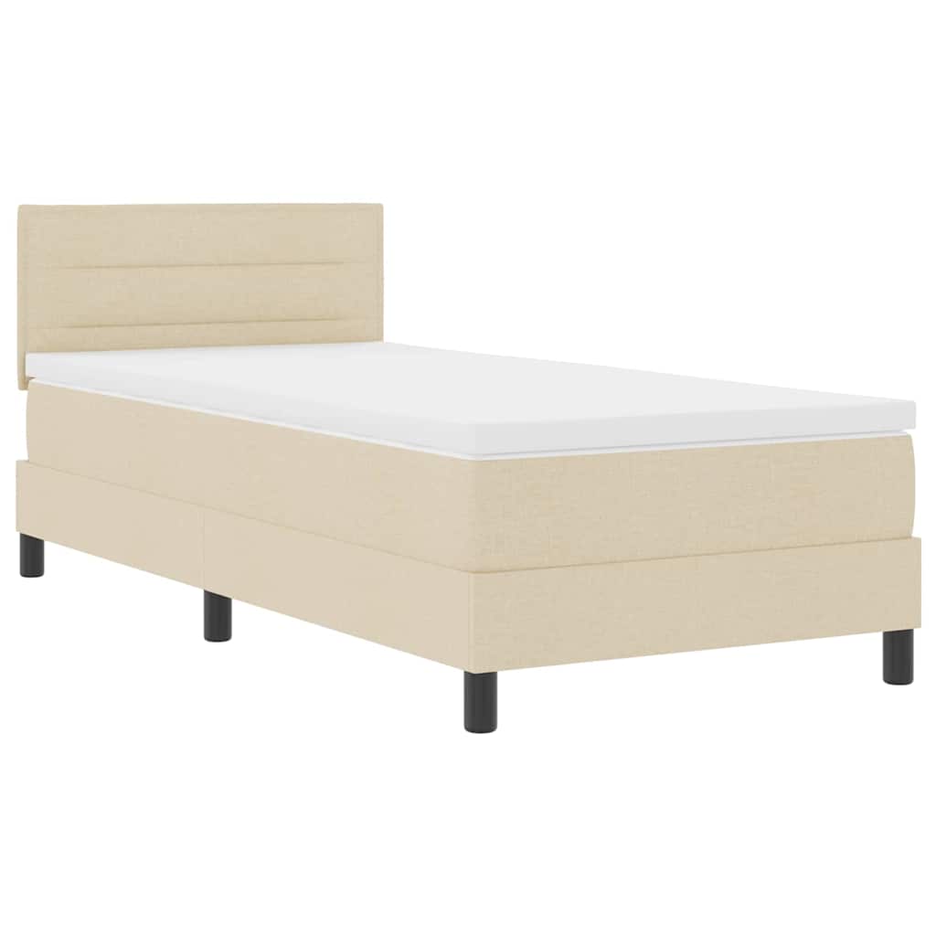 vidaXL Κρεβάτι με ελατήρια με μαξιλάρι Κρεμ 90 x 190 cm ύφασμα
