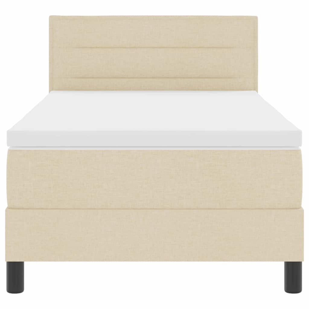 vidaXL Κρεβάτι με ελατήρια με μαξιλάρι Κρεμ 90 x 190 cm ύφασμα