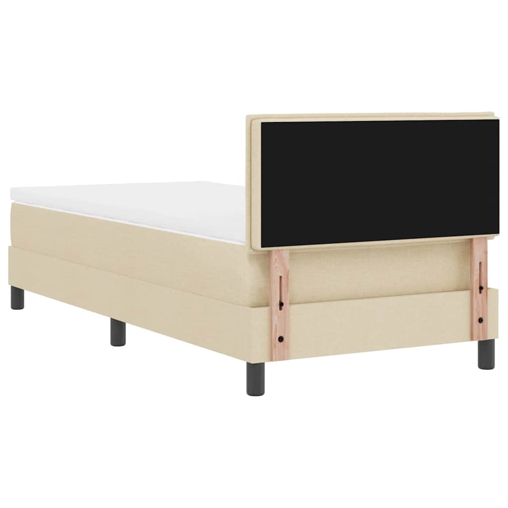 vidaXL Κρεβάτι με ελατήρια με κεφαλάρι Κρεμ 100 x 200 cm ύφασμα