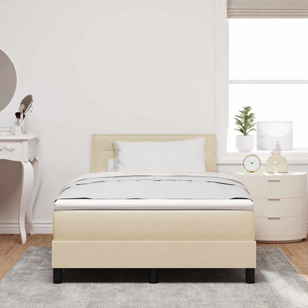 vidaXL Κρεβάτι με ελατήρια με κεφαλάρι Κρεμ 120 x 190 cm ύφασμα